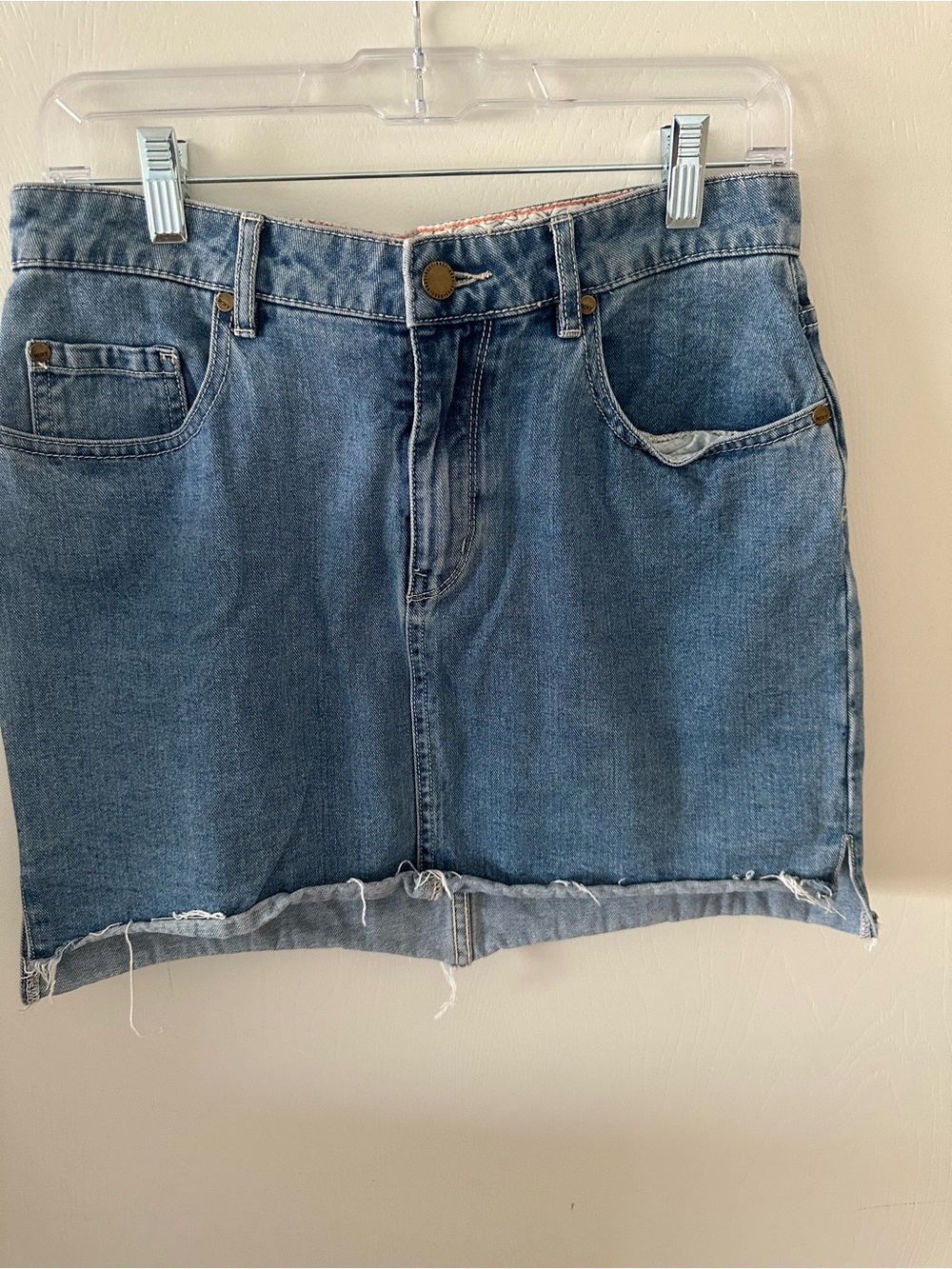 Roxy Blue Denim Mini Skirt with Frayed Hem